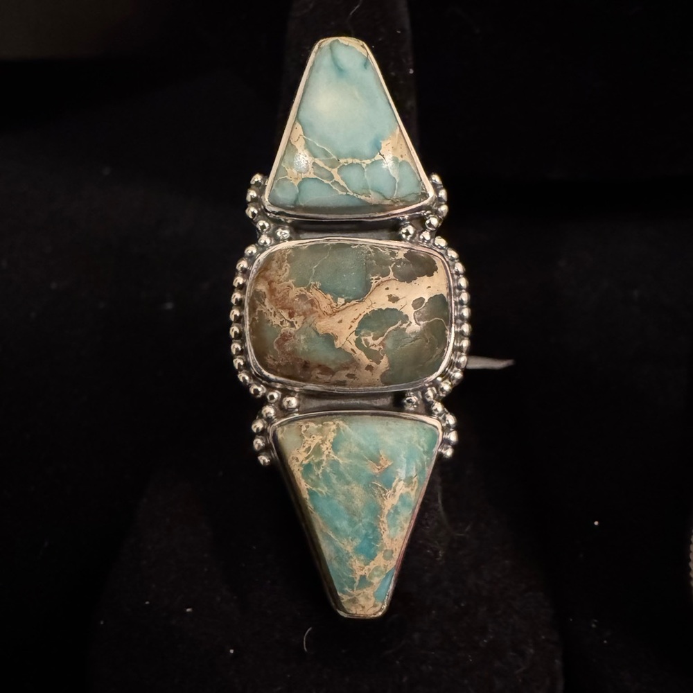 Sterling Silver and Turquoise‎ Statement Ring - Picture 5 of 7